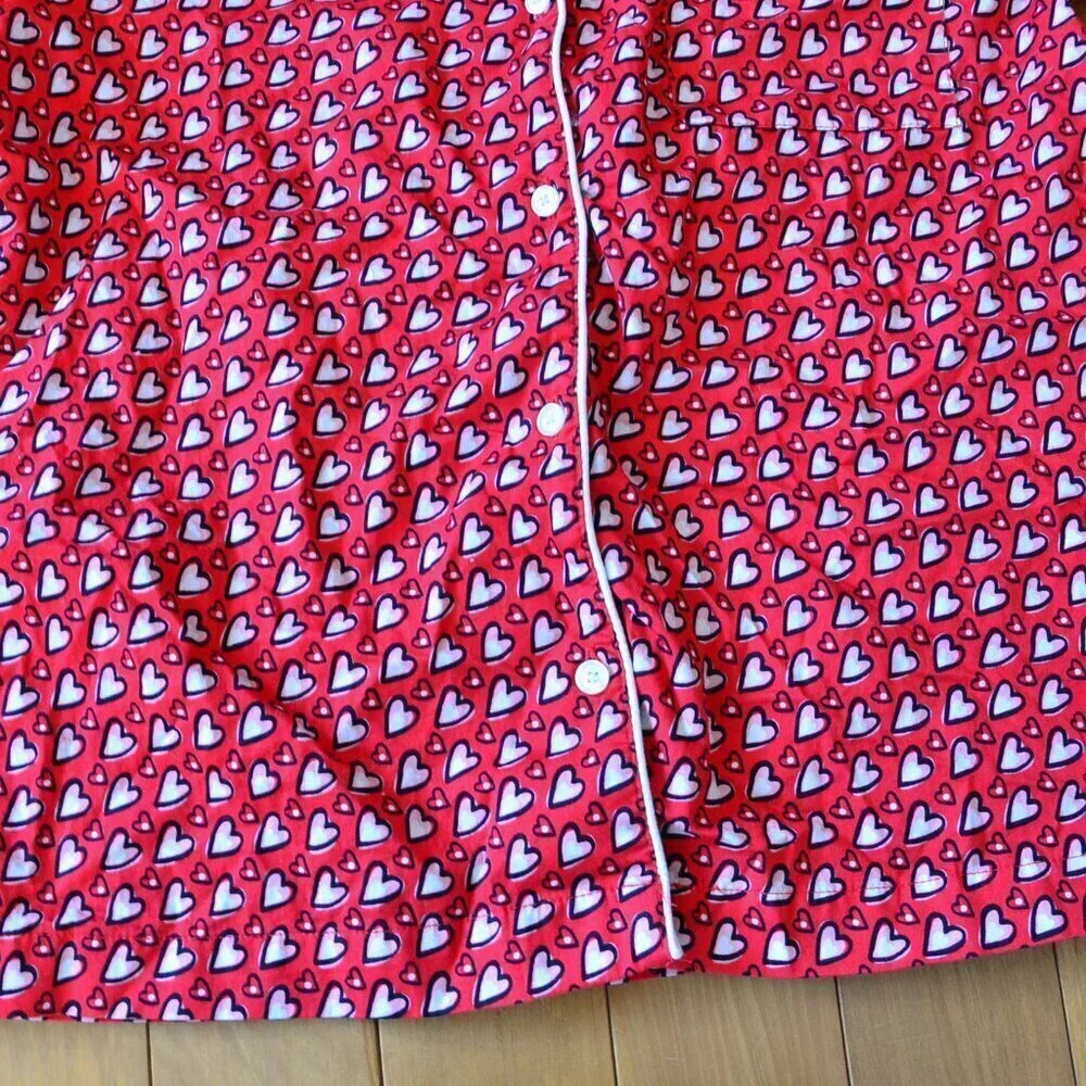 Kate Spade Red Heart PJ Top Size S 100% cotton Valentine's Day